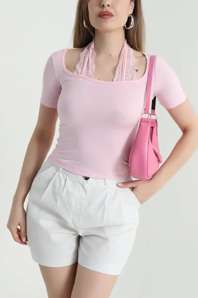 Pembe Sandy Kumaş Kadın Bluz 471329