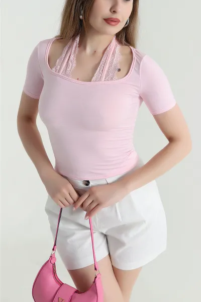 Pembe Sandy Kumaş Kadın Bluz 471329