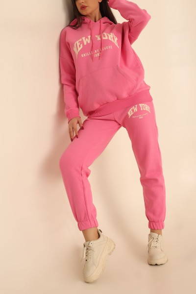 Pembe Şardonlu Baskılı İkili Takım 215607