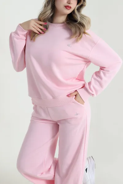 Pembe Şardonsuz Üç İp Kadın İkili Takım 483627