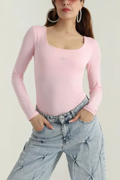 Pembe Scuba Kadın Zıbın Bluz 391435