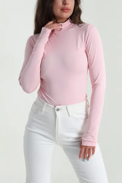 Pembe Scuba Kadın Zıbın Bluz 484371