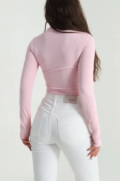 Pembe Scuba Kadın Zıbın Bluz 484371