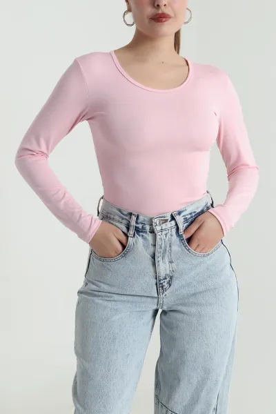 Pembe Scuba Kadın Zıbın Bluz 484379