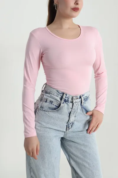 Pembe Scuba Kadın Zıbın Bluz 484379