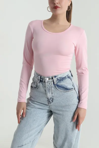 Pembe Scuba Kadın Zıbın Bluz 484379