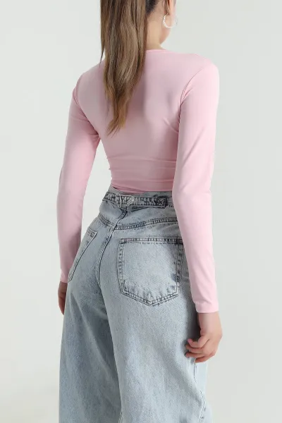 Pembe Scuba Kadın Zıbın Bluz 484379