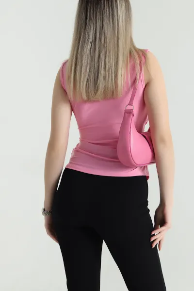 Pembe Sendy Kumaş Toka Detaylı Kadın Bluz 466073
