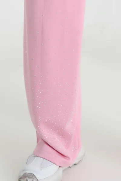 Pembe Serpme Taşlı Modal Kadın Eşofman Altı 461027