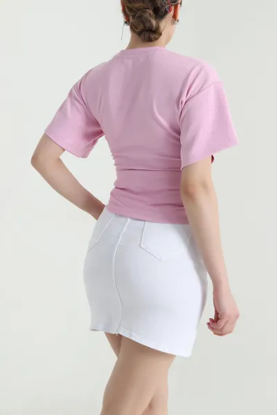 Pembe Serpme Taşlı Oysho Kadın Bluz 465651