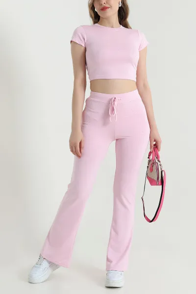 Pembe Serpme Taşlı Oysho Kadın İkili Takım 470023