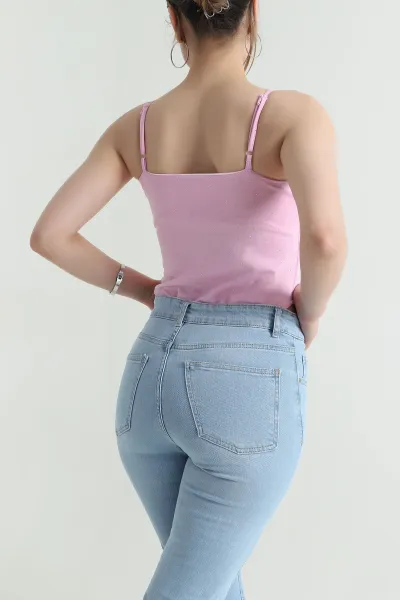 Pembe Serpme Taşlı Oysho Kadın Zıbın Bluz 475266