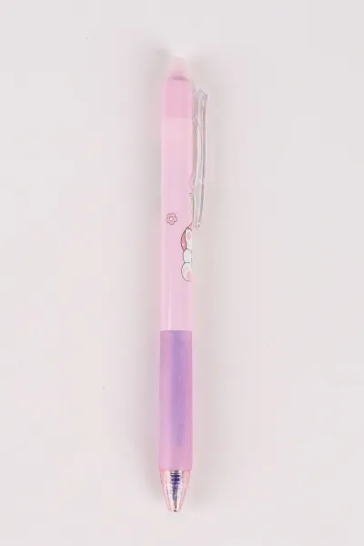 Pembe Sevimli Karakterli Arkası Silgili Silinebilir Mavi Tükenmez Kalem 0.5 mm 474252