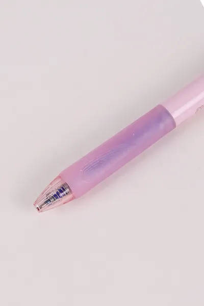 Pembe Sevimli Karakterli Arkası Silgili Silinebilir Mavi Tükenmez Kalem 0.5 mm 474252