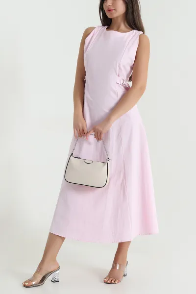 Pembe Sıfır Kol Poplin Kadın Elbise 469357