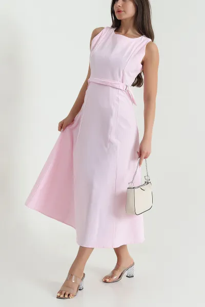Pembe Sıfır Kol Poplin Kadın Elbise 469357