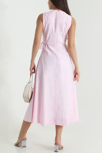 Pembe Sıfır Kol Poplin Kadın Elbise 469357
