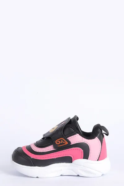 Pembe Siyah  (22-25 Bebe) IşIklı Şeritli Kalın Taban Bebek Spor Ayakkabı 304467