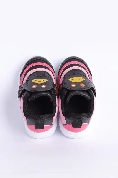 Pembe Siyah  (22-25 Bebe) IşIklı Şeritli Kalın Taban Bebek Spor Ayakkabı 304467