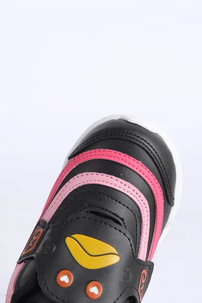Pembe Siyah  (22-25 Bebe) IşIklı Şeritli Kalın Taban Bebek Spor Ayakkabı 304467