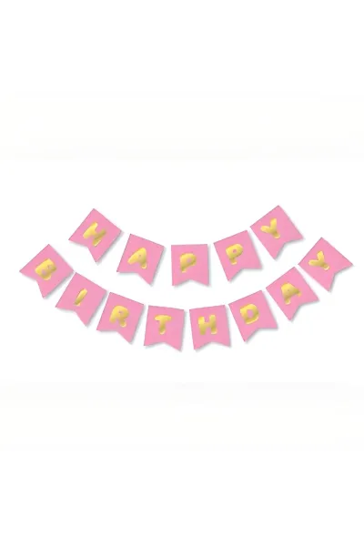 Pembe Gold Happy Yaldızlı Banner 303448