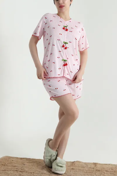 Pembe Şortlu Kaşkorse Kadın Pijama Takımı 462229