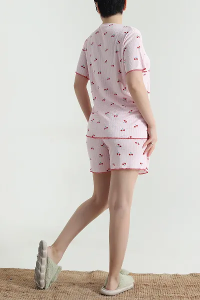 Pembe Şortlu Kaşkorse Kadın Pijama Takımı 462229
