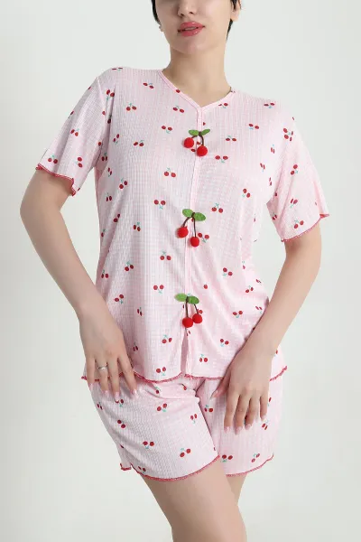 Pembe Şortlu Kaşkorse Kadın Pijama Takımı 462229