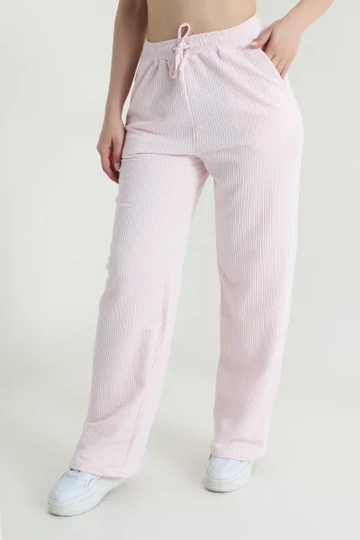Pembe Su Yolu Çizgili Kadın Pantolon 473890