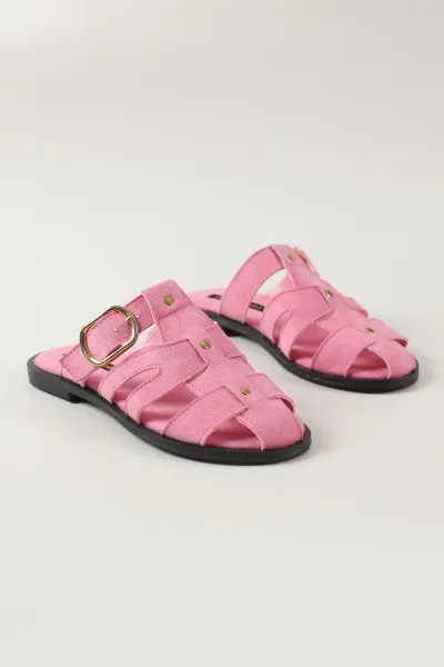 Pembe Süet Kemer Bantlı Kadın Terlik 462944