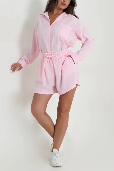 Pembe Summer Keten Kadın İkili Takım 471295