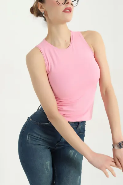 Pembe Süprem Kolsuz Atlet Bluz 337707