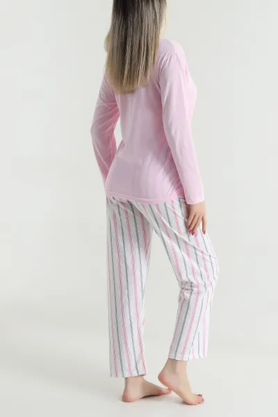 Pembe Süprem Uzun Kol Kadın Pijama Takımı 493635