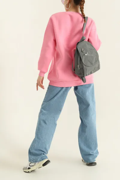 Pembe Taş İşlemeli Şardonlu Üç İp Sweat 332359