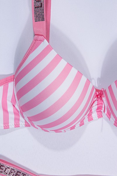 Pembe Taşlı Çizgili Sütyen Takımı 225111