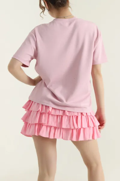 Pembe Taşlı İnterlok Kadın Bluz 435826