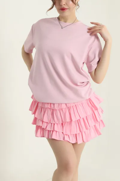 Pembe Taşlı İnterlok Kadın Bluz 435826
