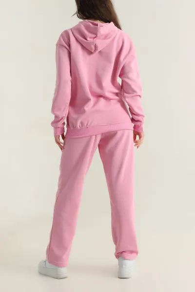 Pembe Taşlı Şardonlu Üç İp Kadın İkili Takım 415637