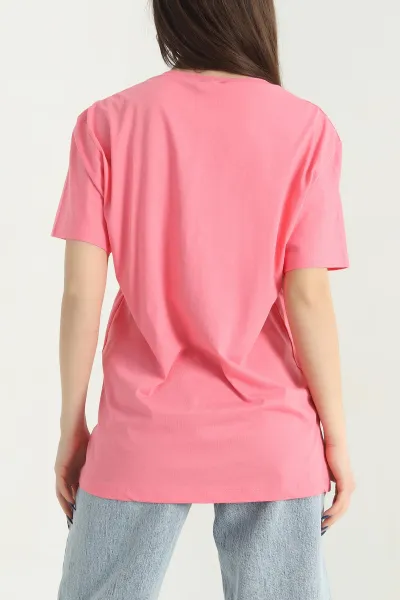 Pembe Taşlı Süprem Kadın Tişört 346599