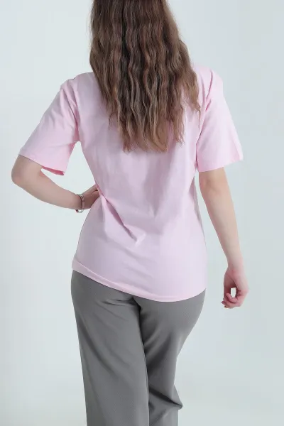 Pembe Taşlı Süprem Kadın Tişört 438707