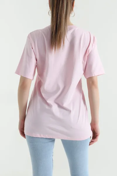 Pembe Taşlı Süprem Kadın Tişört 444820