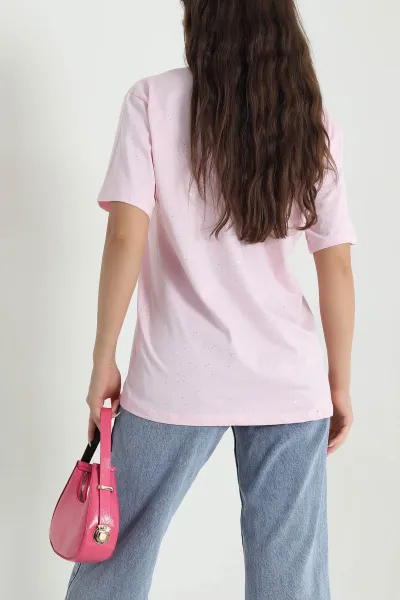 Pembe Taşlı Süprem Kadın Tişört 466969