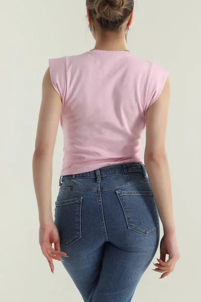 Pembe Taşlı Tasarım Kadın Bluz 428325