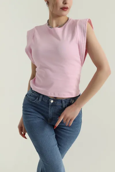 Pembe Taşlı Tasarım Kadın Bluz 428325