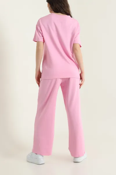Pembe Taşlı Tasarım Kadın İkili Takım 436064