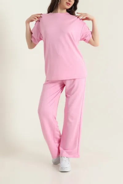 Pembe Taşlı Tasarım Kadın İkili Takım 436064