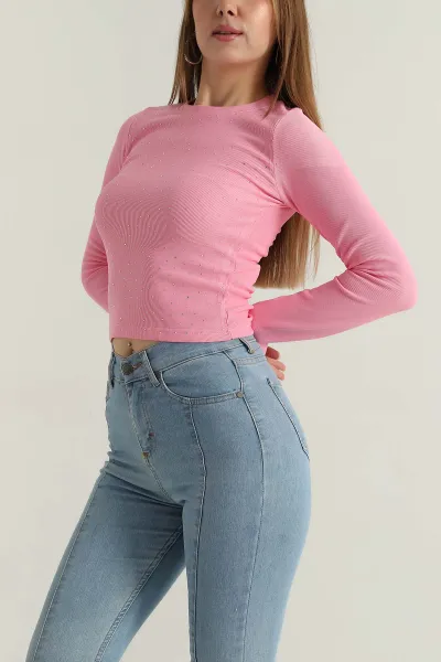 Pembe Taşlı Tasarım Kadın Ottoman Bluz 392325