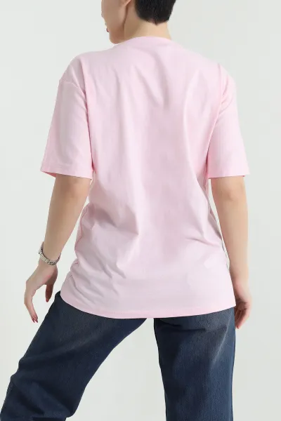 Pembe Taşlı Tasarım Süprem Kadın Tişört 438660