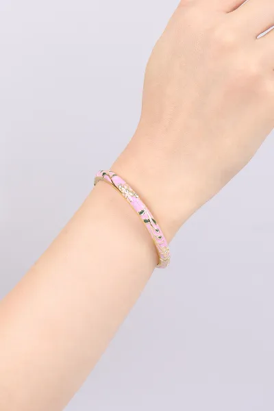 Pembe Taşlı  Vintage Kelepçe Bilezik 469101