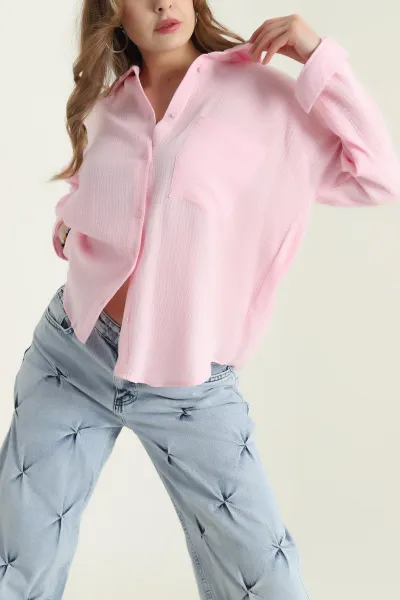 pembe-tek-cep-muslin-kadin-gomlek-432116